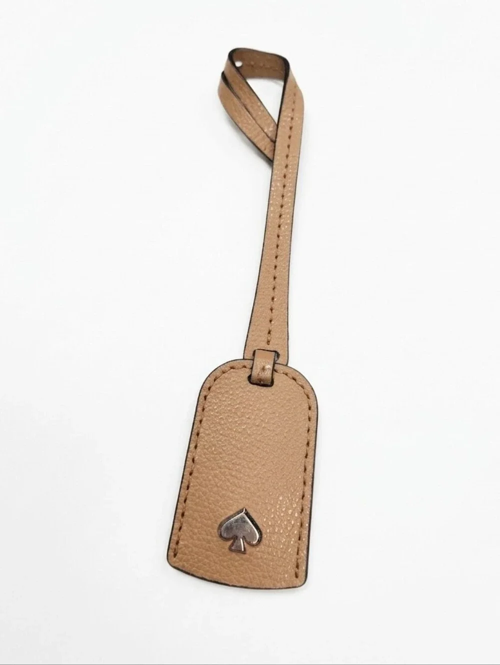 Kate Spade Tan Pebbled Leather Luggage Tag Bag Charm Purse Hangtag Logo